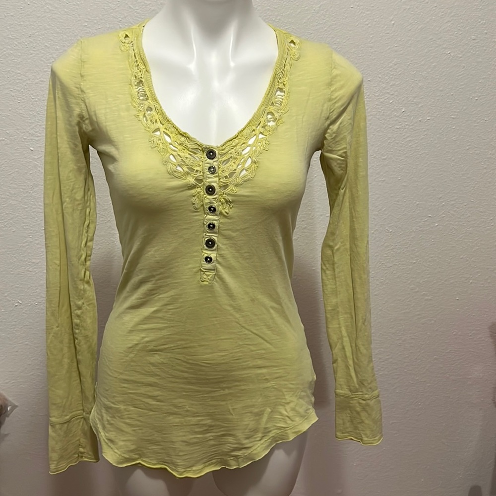 We The Free P+S+ Yellow Cotton Henley Top